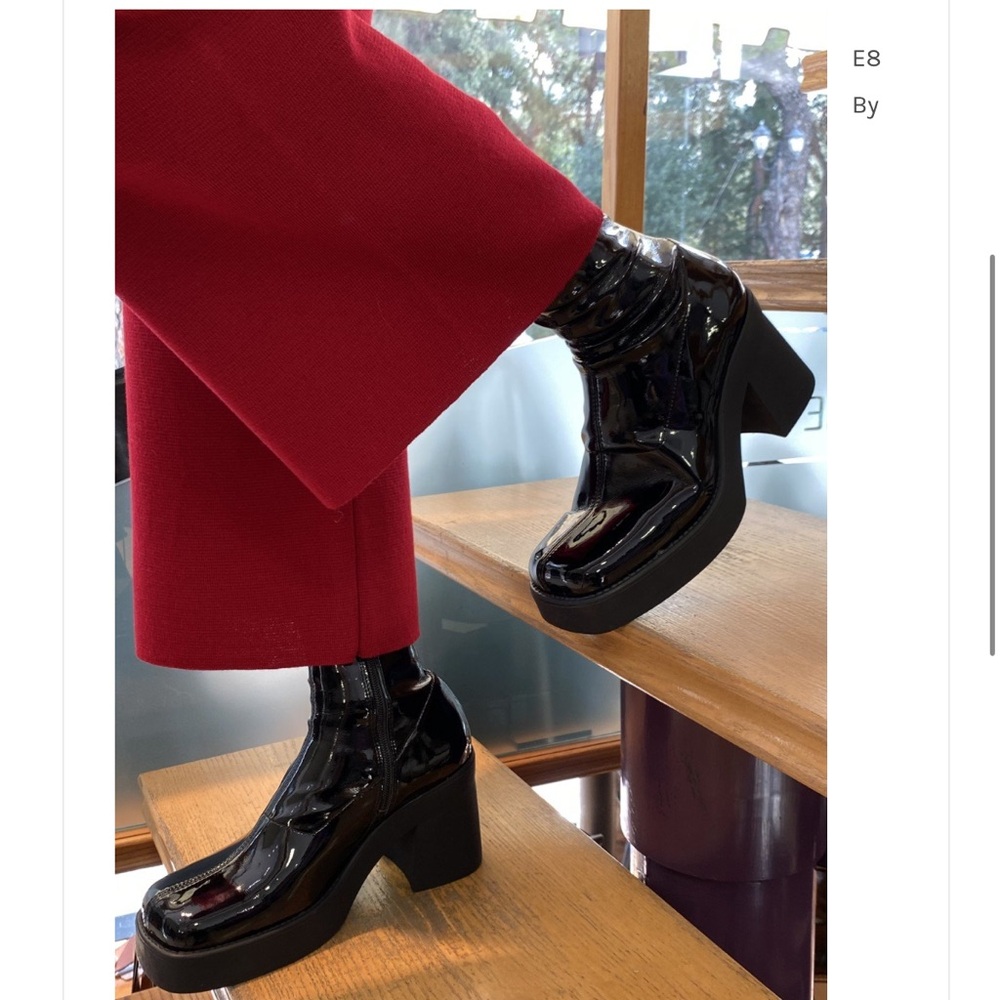 Miista Patent Leather Black Heeled Boots,size 40, 9, glam,grunge,whimsygoth